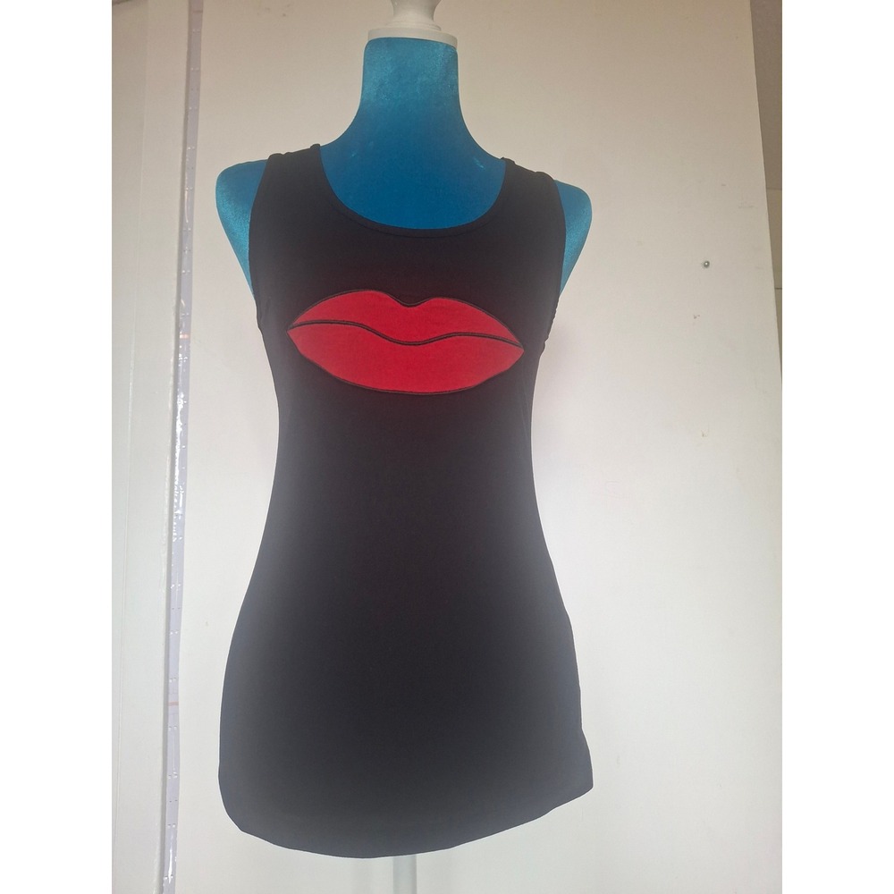 Bodyism x Charlotte Olympia Black Red Lips Graphic Tank Top Size Medium Mens